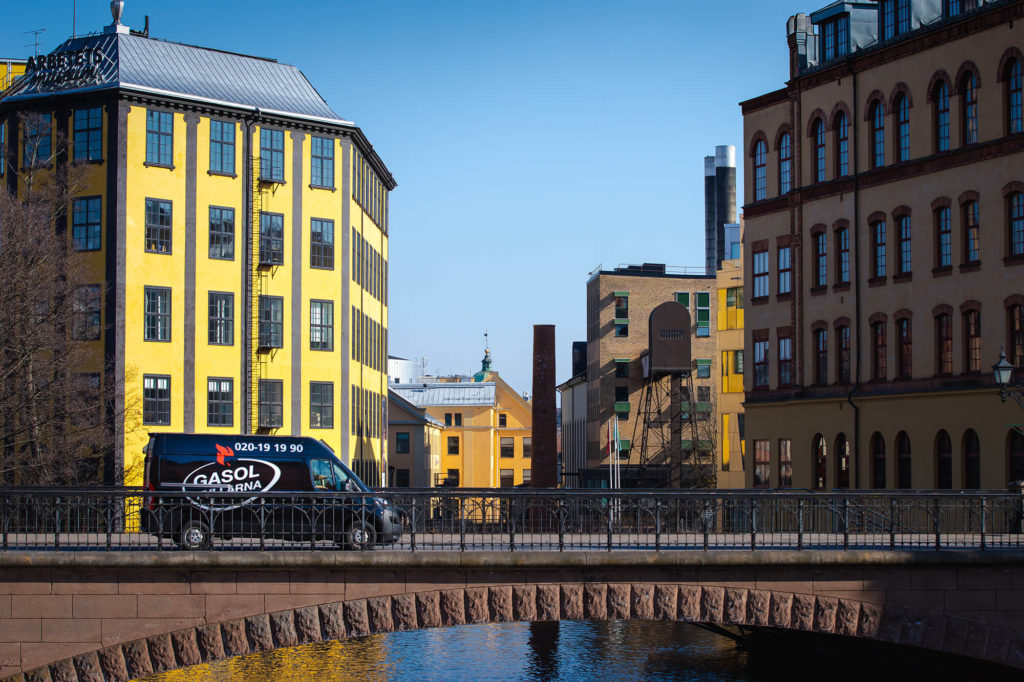 Gasolfyllarnas bil i centrala Norrköping